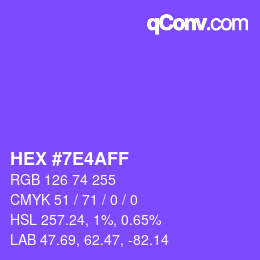 Color code: HEX #7E4AFF | qconv.com