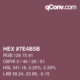Color code: HEX #7E4B5B | qconv.com