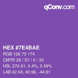Color code: HEX #7E4BAE | qconv.com