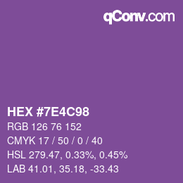 Color code: HEX #7E4C98 | qconv.com