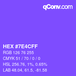 Color code: HEX #7E4CFF | qconv.com