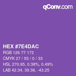 Color code: HEX #7E4DAC | qconv.com