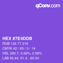 颜色代码: HEX #7E4DDB | qconv.com