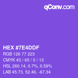 Color code: HEX #7E4DDF | qconv.com