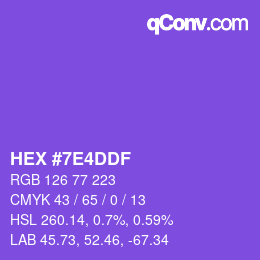 カラーコード: HEX #7E4DDF | qconv.com