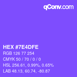 Color code: HEX #7E4DFE | qconv.com