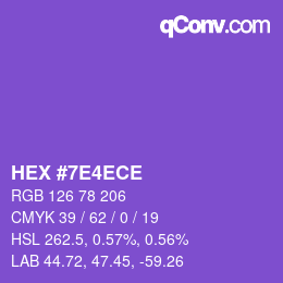 Farbcode: HEX #7E4ECE | qconv.com