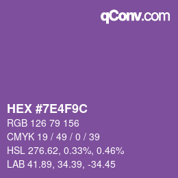Color code: HEX #7E4F9C | qconv.com
