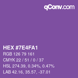Farbcode: HEX #7E4FA1 | qconv.com