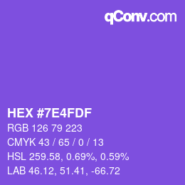 カラーコード: HEX #7E4FDF | qconv.com