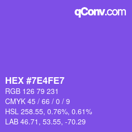 Color code: HEX #7E4FE7 | qconv.com
