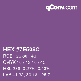 Color code: HEX #7E508C | qconv.com