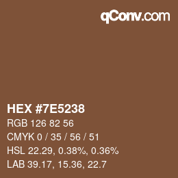 Código de color: HEX #7E5238 | qconv.com