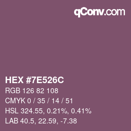 Color code: HEX #7E526C | qconv.com