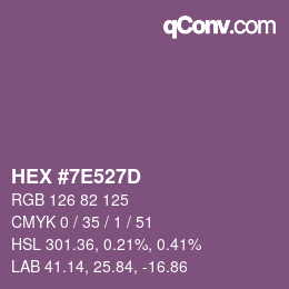Color code: HEX #7E527D | qconv.com