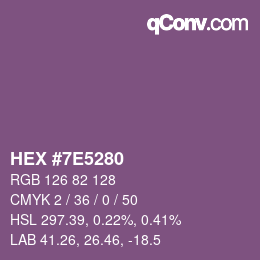 颜色代码: HEX #7E5280 | qconv.com