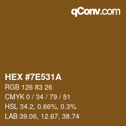 Color code: HEX #7E531A | qconv.com