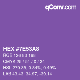 颜色代码: HEX #7E53A8 | qconv.com