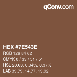 Color code: HEX #7E543E | qconv.com