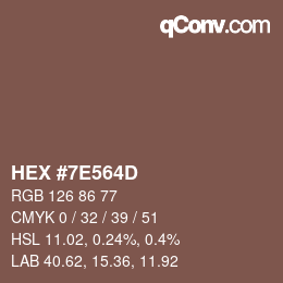 Color code: HEX #7E564D | qconv.com