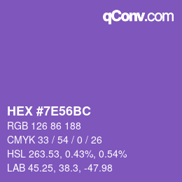 Color code: HEX #7E56BC | qconv.com
