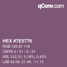 Color code: HEX #7E5776 | qconv.com