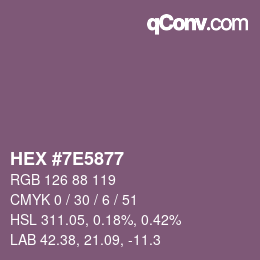 Color code: HEX #7E5877 | qconv.com