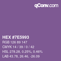 Color code: HEX #7E5993 | qconv.com