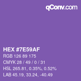 Color code: HEX #7E59AF | qconv.com
