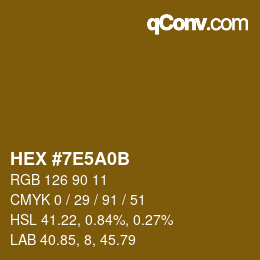 Color code: HEX #7E5A0B | qconv.com