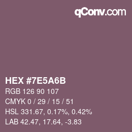 Color code: HEX #7E5A6B | qconv.com