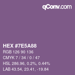 Color code: HEX #7E5A88 | qconv.com