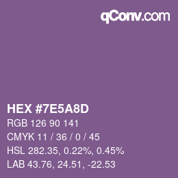 Farbcode: HEX #7E5A8D | qconv.com