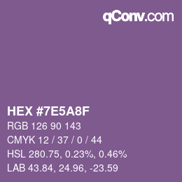カラーコード: HEX #7E5A8F | qconv.com