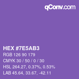 Color code: HEX #7E5AB3 | qconv.com