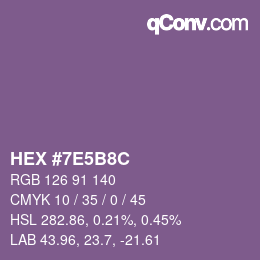 Color code: HEX #7E5B8C | qconv.com