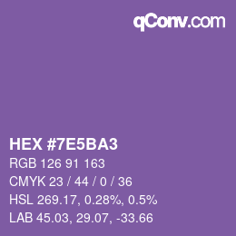 Color code: HEX #7E5BA3 | qconv.com