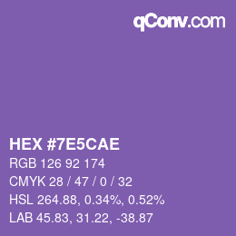 Color code: HEX #7E5CAE | qconv.com
