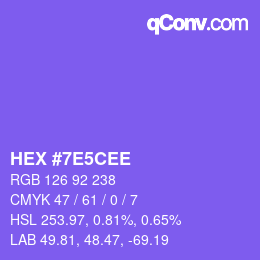Color code: HEX #7E5CEE | qconv.com