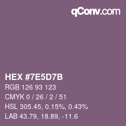 Color code: HEX #7E5D7B | qconv.com