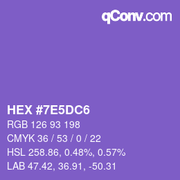 Color code: HEX #7E5DC6 | qconv.com