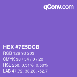 Color code: HEX #7E5DCB | qconv.com