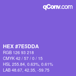 Color code: HEX #7E5DDA | qconv.com