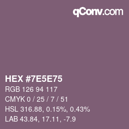 Farbcode: HEX #7E5E75 | qconv.com