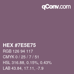 Color code: HEX #7E5E75 | qconv.com