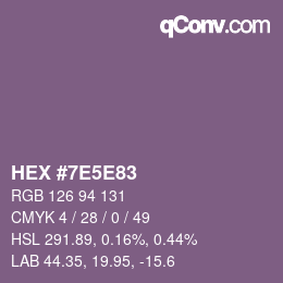 Farbcode: HEX #7E5E83 | qconv.com