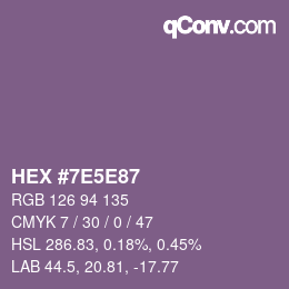 Color code: HEX #7E5E87 | qconv.com