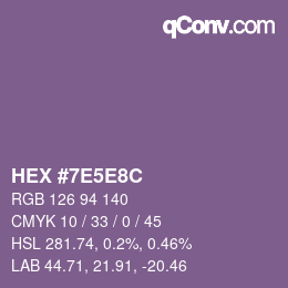 Color code: HEX #7E5E8C | qconv.com