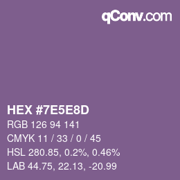 Code couleur: HEX #7E5E8D | qconv.com