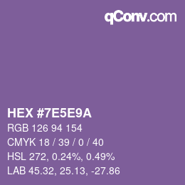 カラーコード: HEX #7E5E9A | qconv.com